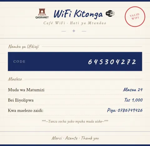 French Café WiFi voucher design preview
