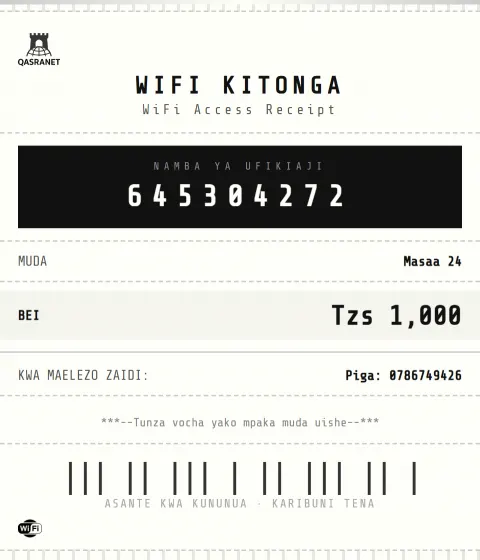 Thermal Receipt WiFi voucher design preview