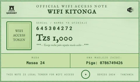 USD Dollar WiFi voucher design preview